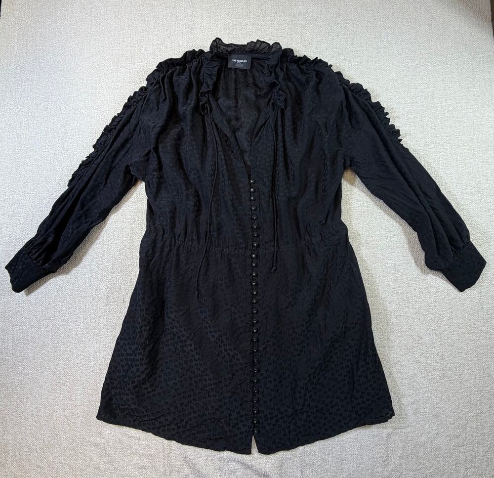 The Kooples Paris Women 0 Black Silk Goth Classic French Blouse Shirt Top